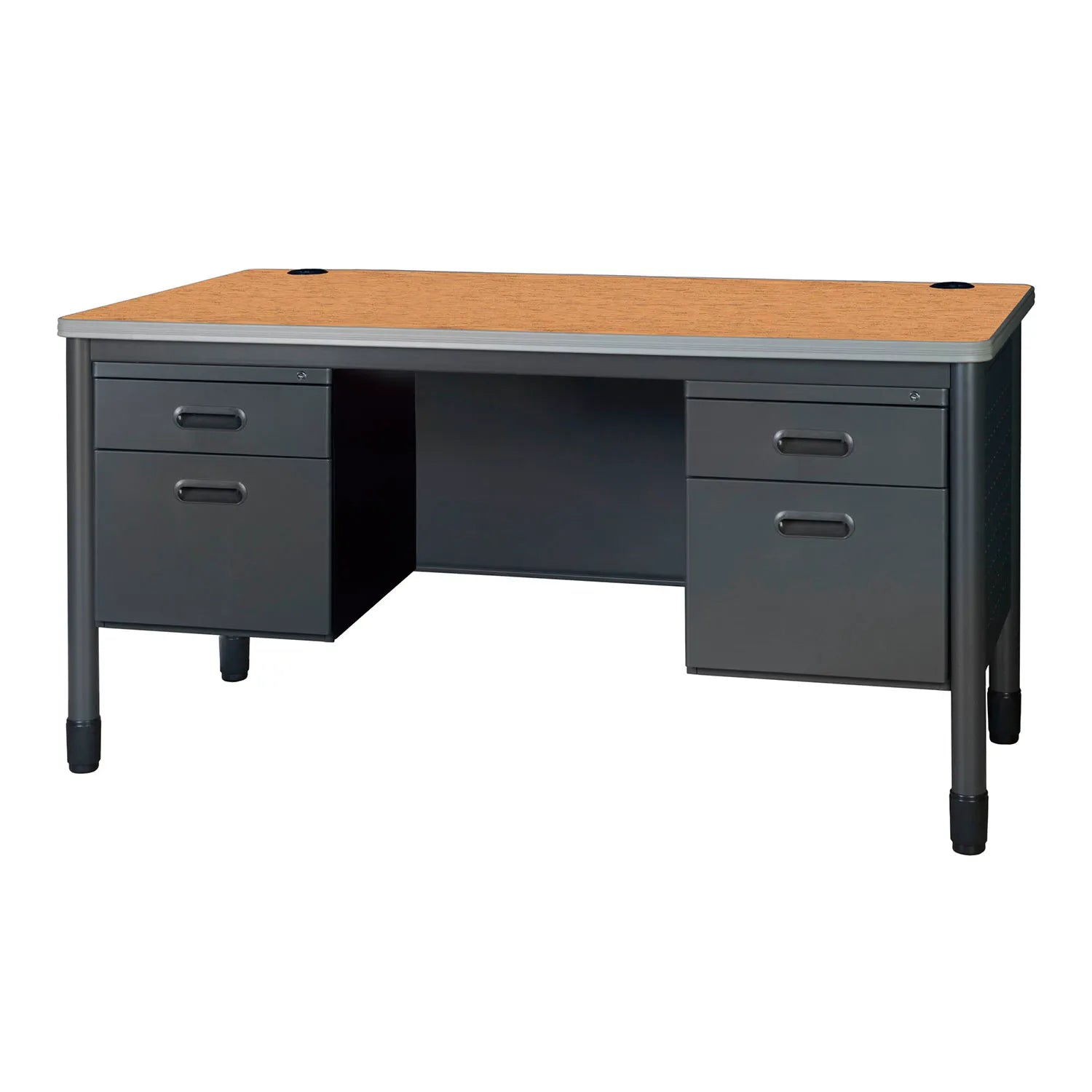 Regency Mesa Double Pedestal Teacher's Office Desk, 60"W x 30"D x 29"H, Medium Oak